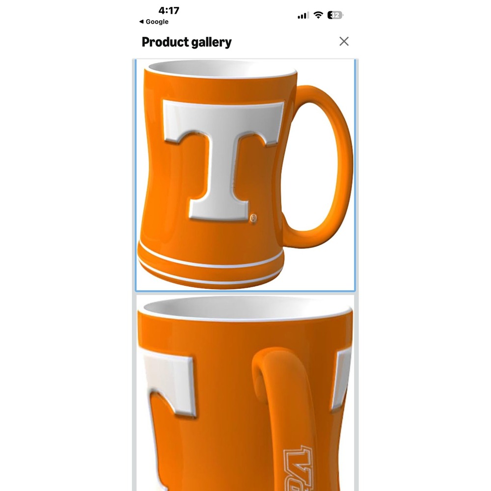 Tennessee Volunteers Boelter Brands 15oz Orange Sculpted Power T Logo Coffee Mug